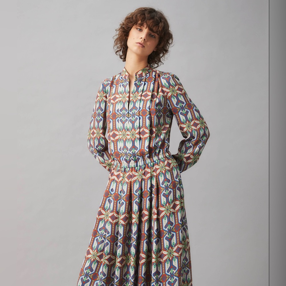 NWT $598 Tory Burch Garden Maze Printed Shirtdress